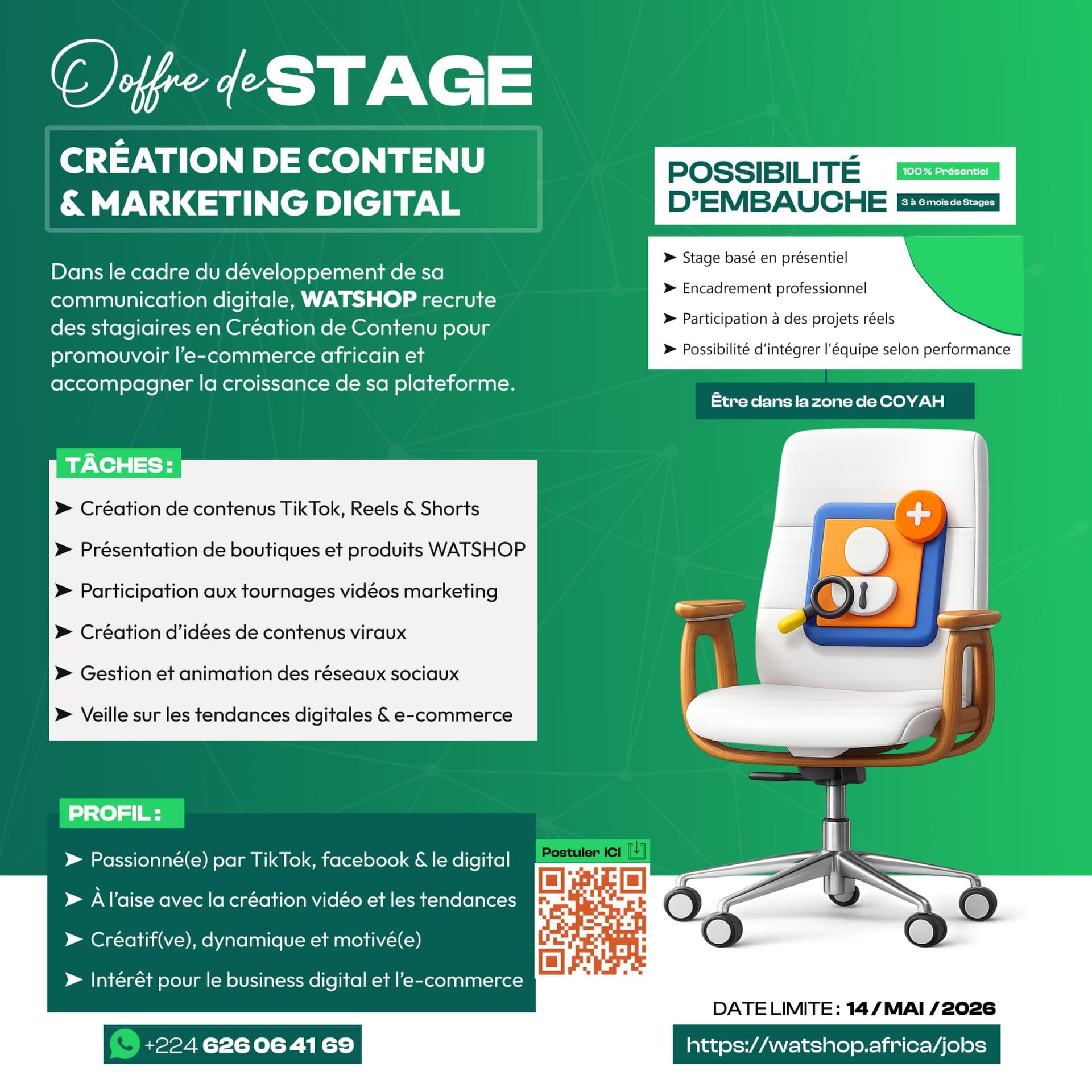 Stage — Création de contenu & marketing digital